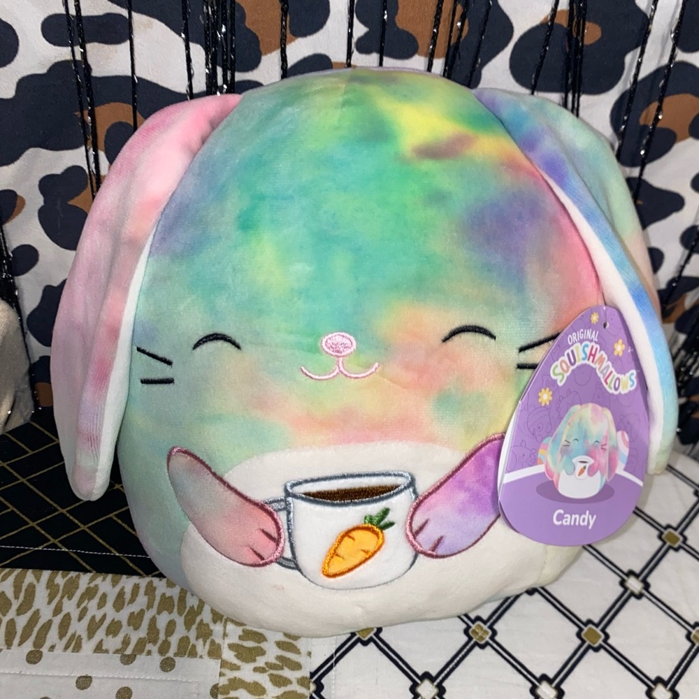 SQUISHMALLOWS CANDY THE TIE DYE BUNNY PLUSH PILLOW TOY